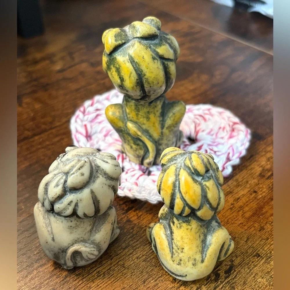 3 Vintage Small Resin Lion Figurines Whimsical Cute